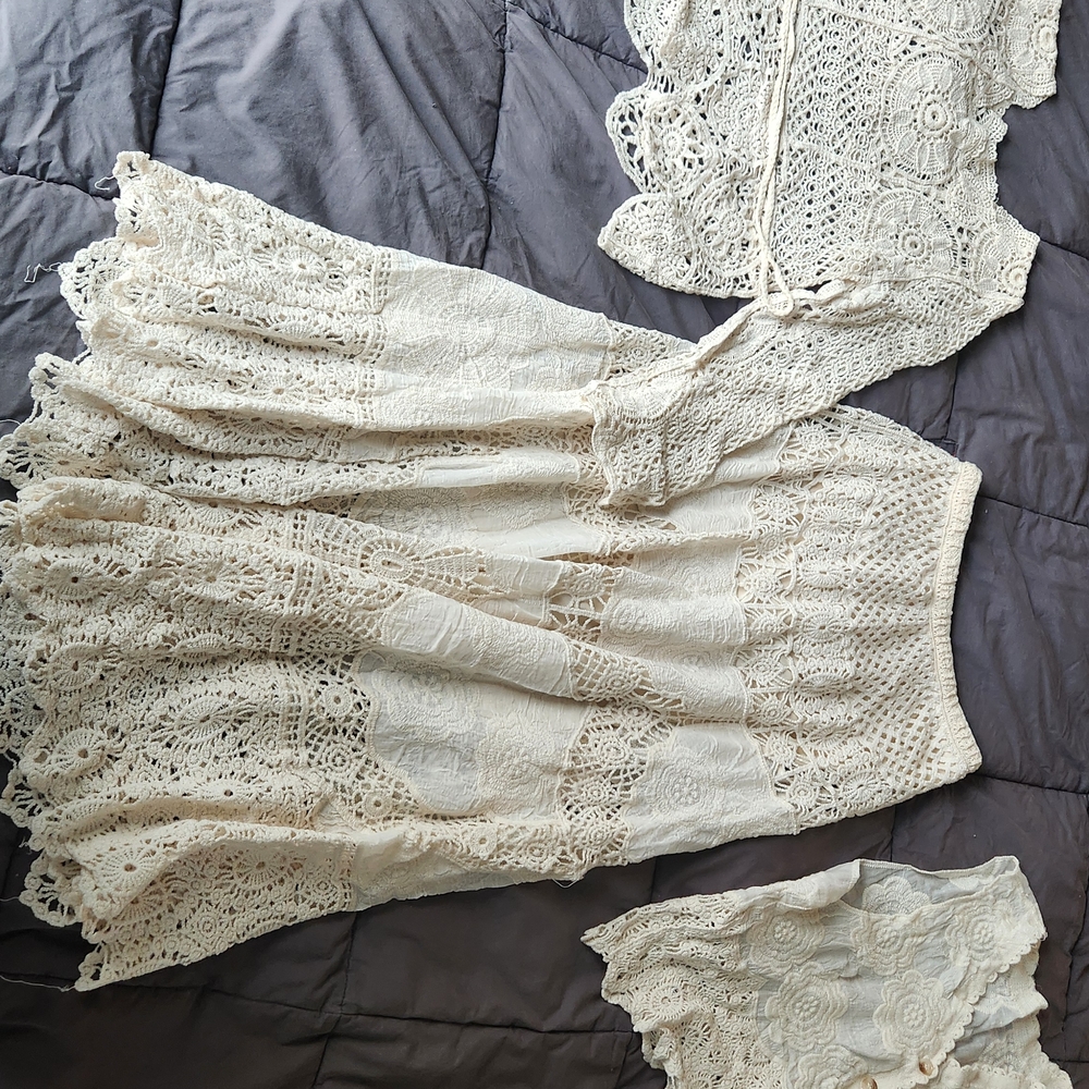 Cream Crochet Maxi Skirt and Top Set - Picture 5 of 6